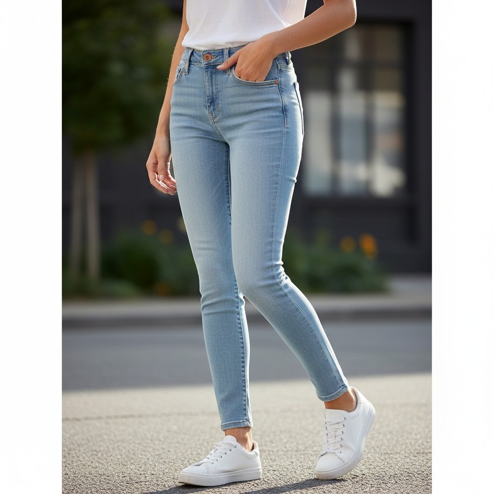 Current/Elliott The Ankle Skinny Jeans Washed Eastern Sky Blue Size 27 NWT